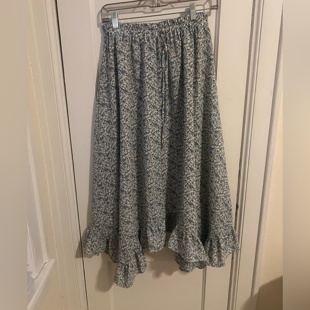 Hayden Blue and White Floral Maxi Skirt